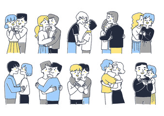 それぞれに幸せそうに愛し合う二人　マイノリティやLGBTの問題を乗り越え結ばれたカップル　