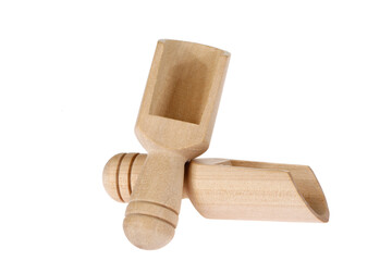 Wooden shovel on a white background
