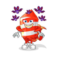 fireworks rocket Dracula illustration. character vector