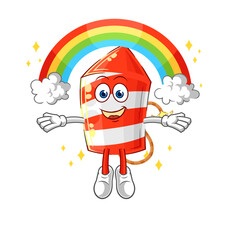 fireworks rocket with a rainbow. cartoon vector