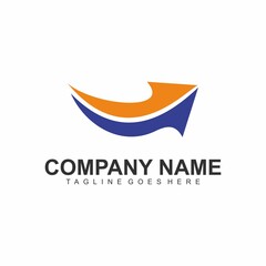 Blue orange arrow logo vector template. 