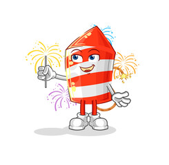 fireworks rocket with fireworks mascot. cartoon vector