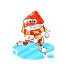 fireworks rocket ice skiing cartoon. character mascot vector