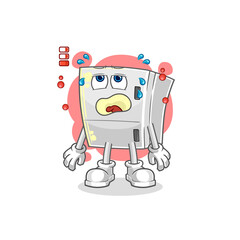 fridge low battery mascot. cartoon vector