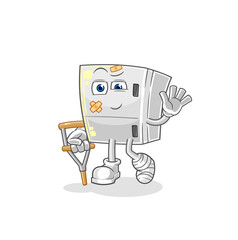 fridge sick with limping stick. cartoon mascot vector