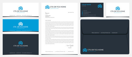 CTS or TCS home logo with stationery, business card and social media banner designs
