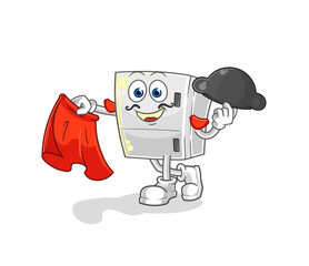 fridge matador with red cloth illustration. character vector