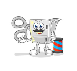 fridge barber cartoon. cartoon mascot vector