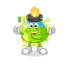 laboratory spirit lamp full battery character. cartoon mascot vector