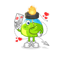 laboratory spirit lamp hold love letter illustration. character vector