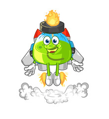 laboratory spirit lamp with jetpack mascot. cartoon vector