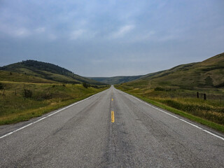 Straight Highway Headed Down into the Green Mountains