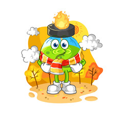 laboratory spirit lamp in the autumn. cartoon mascot vector