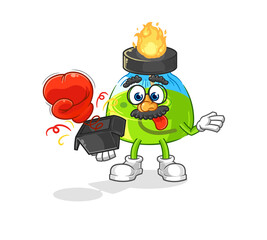 laboratory spirit lamp prank glove in the box. cartoon mascot