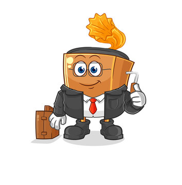 record player office worker mascot. cartoon vector