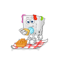 washing machine on a picnic cartoon. cartoon mascot vector