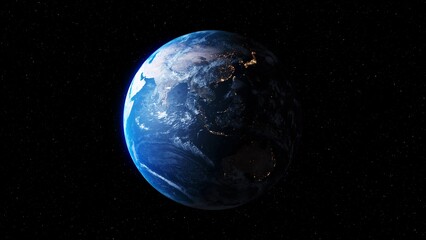 Planet earth with realistic geography surface and orbital 3D cloud atmosphere . Outer space view of world globe sphere of continents . 3D rendering graphic . Elements of this image furnished by NASA . © InfiniteFlow