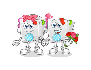 washing machine wedding cartoon. cartoon mascot vector
