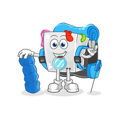 washing machine go camping mascot. cartoon vector