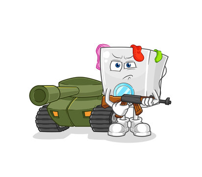 tank and character with gun, war setting clip art preview