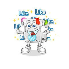 washing machine give lots of likes. cartoon vector