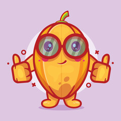funny star fruit character mascot with thumb up hand gesture isolated cartoon in flat style design