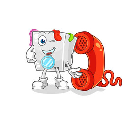 washing machine call mascot. cartoon vector