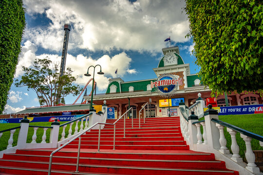 Gold Coast, Queensland, Australia - May 18, 2022: Dreamworld Theme Park Entrance