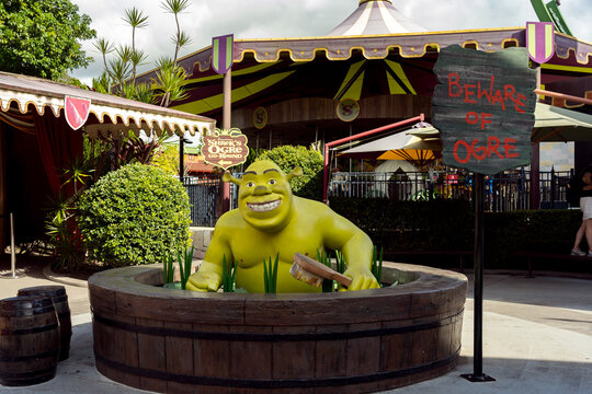 Gold Coast, Queensland, Australia - May 18, 2022: Shrek ride at Dreamworld theme park