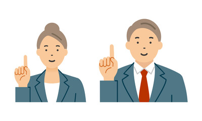 指差しで説明するスーツ姿のビジネスパーソン