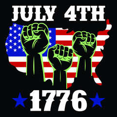 July 4th 1776, Happy 4th July Day t-shirt print template, typography T shirt vector file.