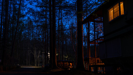 軽井沢別荘の夜の風景