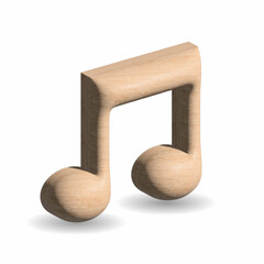 3D Wood music sign illustration on white background