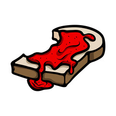 Bread with strawberry jam cartoon vector illustration