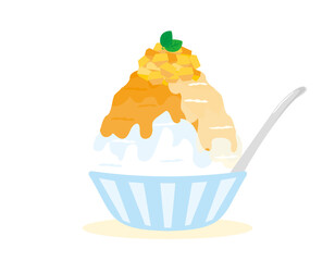 かき氷　マンゴー味　ベクターイラスト