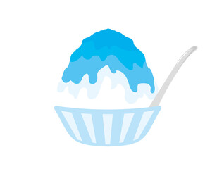 かき氷　ブルーハワイ　ベクターイラスト