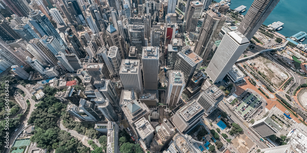 Poster Hong Kong city architectures and cityscapes view from sky