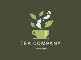 Green leaf tea cup simple logo vector icon symbol graphic design illustration