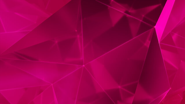 Neural Network. Intelligent Smart Grid and AI Concept. Pink Tech Background. 3D Render.