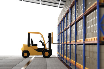 Forklift in warehouse