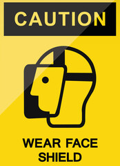 wear face shield sign on yellow
