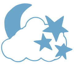 simple illustration of moon, cloud and stars