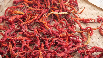 dried red chili background to dry