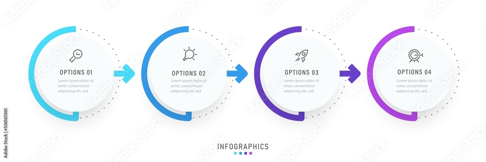 Wall mural vector infographic label design template with icons and 4 options or steps. it can be used for proce