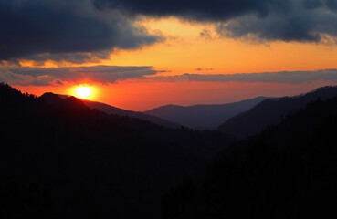 Dark sunset landscape - Great Smoky Mountains National Park, Tennessee