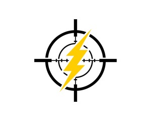 Sniper symbol with electrical lightning inside