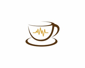 Coffee cup with medical pulse inside