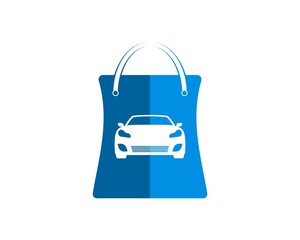 Blue shopping paper bag with car inside