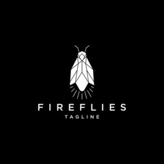 Fireflies geometric polygonal logo vector icon design template