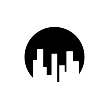 Moon city logo, black and white logo, city icon, vector illustration 